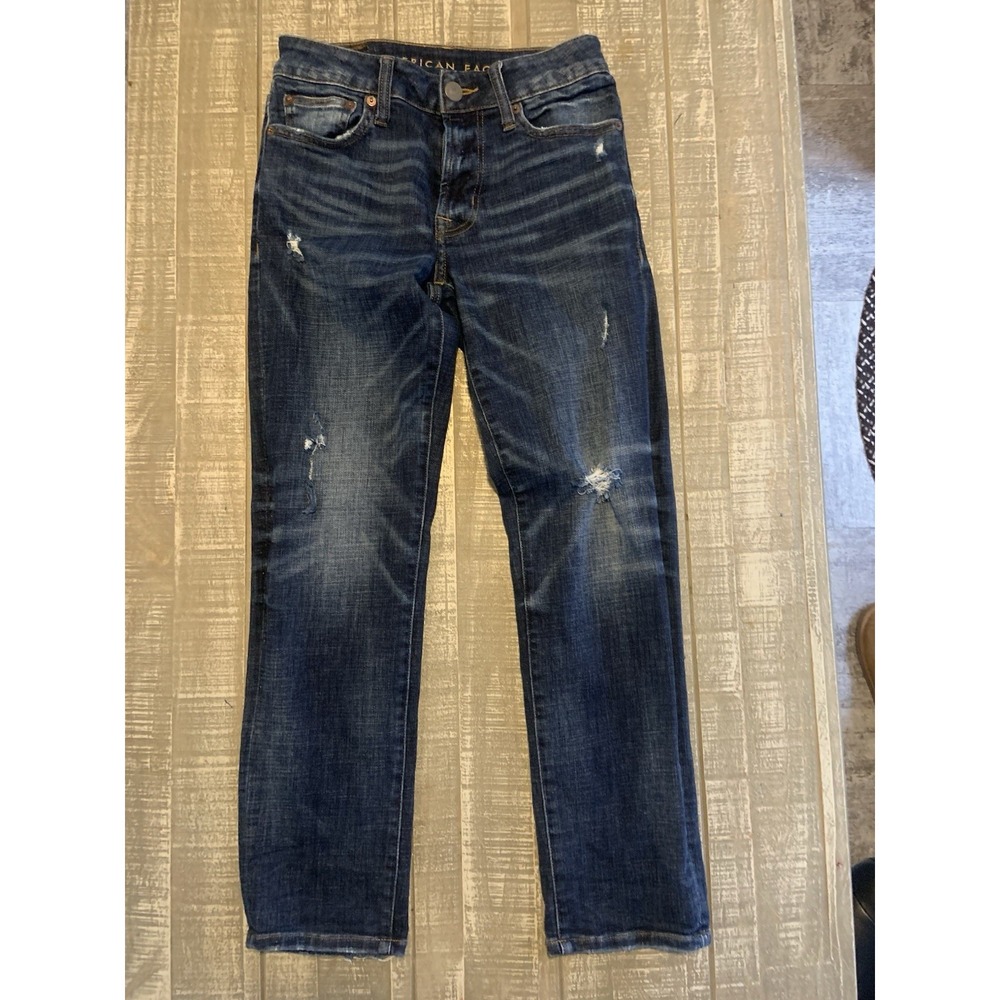 American Eagle Next Level Flex Slim Jeans Men's 26x28 Dark Wash Distressed Clean